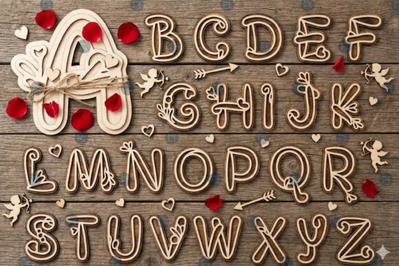 Laser Cut Valentine Alphabet SVG 139202604 Creativo Digital